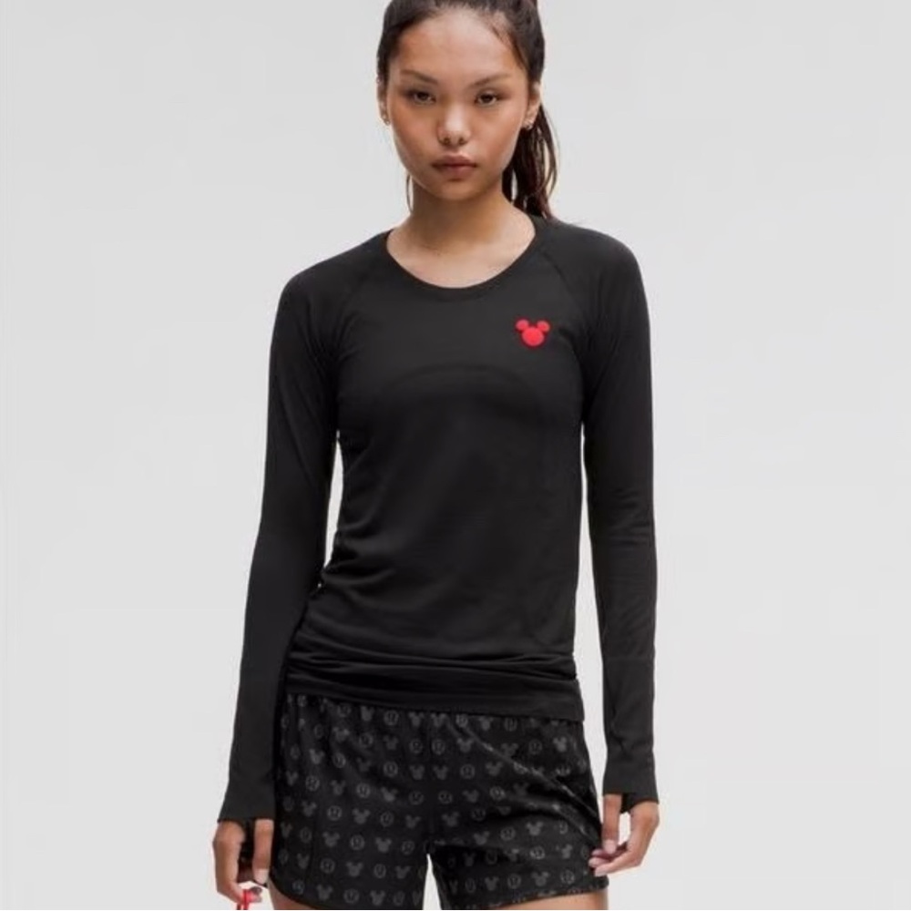 Lululemon Athletica Black Long Sleeve Top with Disney logo